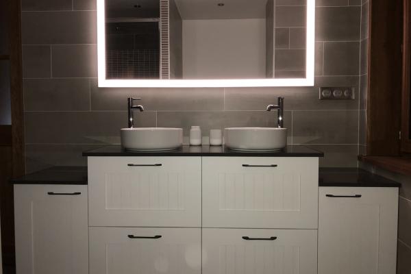 Meuble salle de bain chene laque blanc