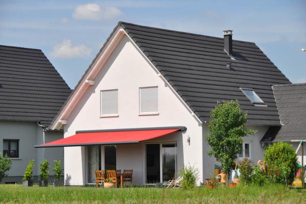 Store coffre onx toile coloris rouge